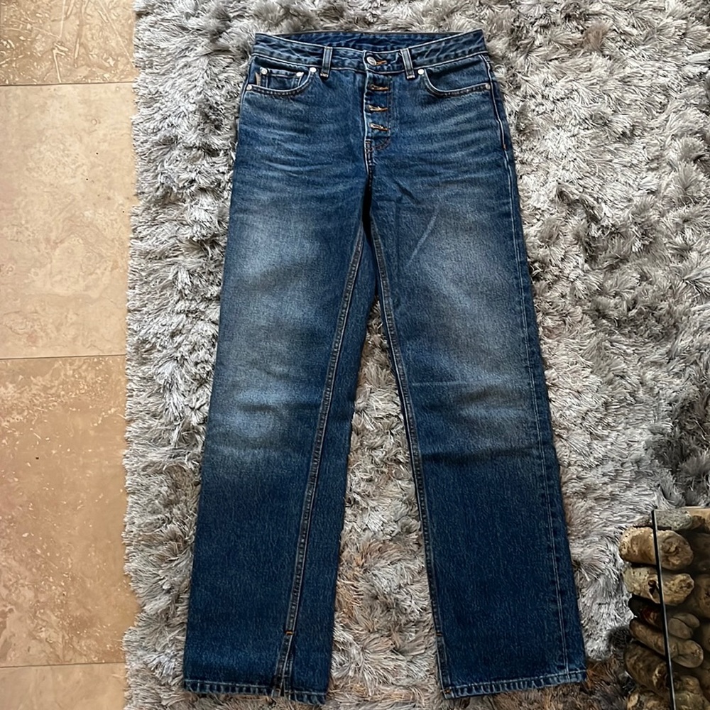 GANNI WASHED DENIM MID-WAIST RELAXED FIT JEANS